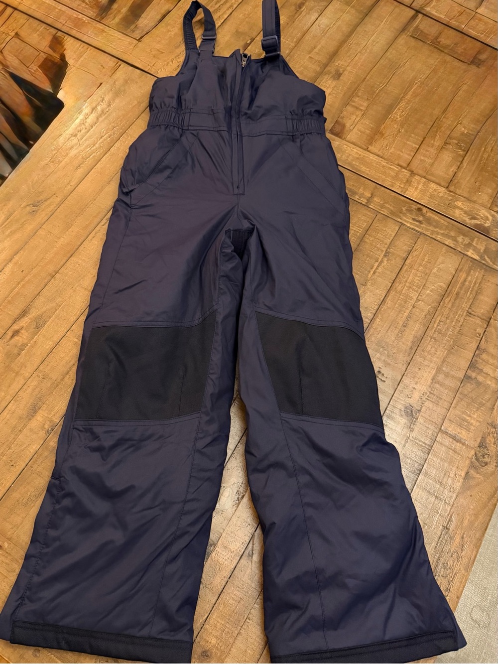 L.L. Bean Kids Navy Blue & Black Puffer Snow Bibs